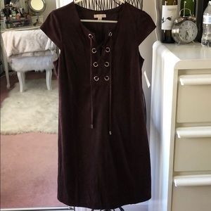 Brown Suede Shift Dress